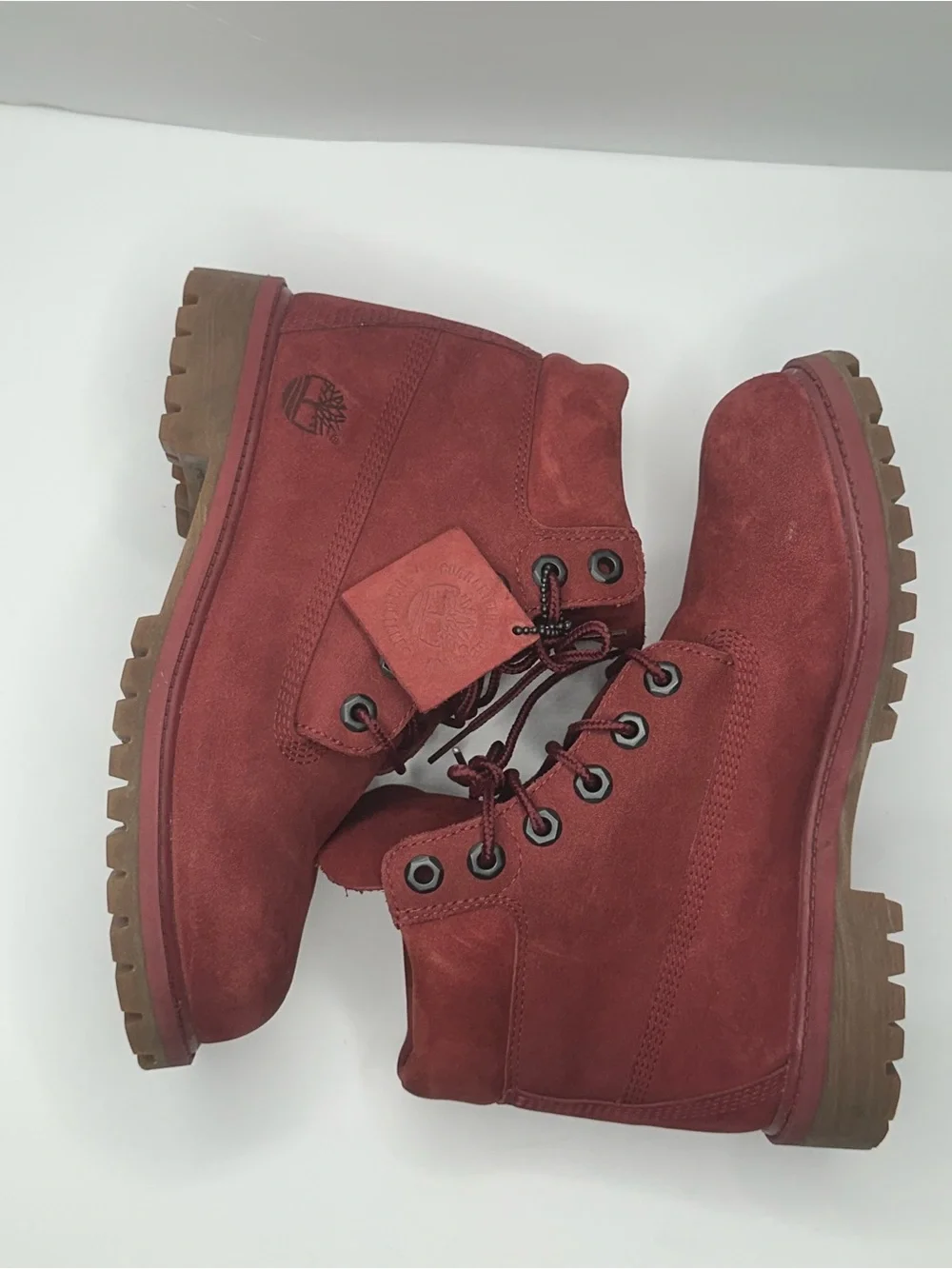 Timberland Kids Burgundy Lace-Up Suede Boots